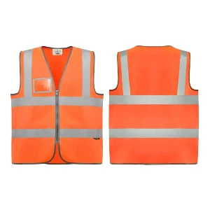 veste reflectorizante portocalii cu buzunar transparent cc9311 poza 3