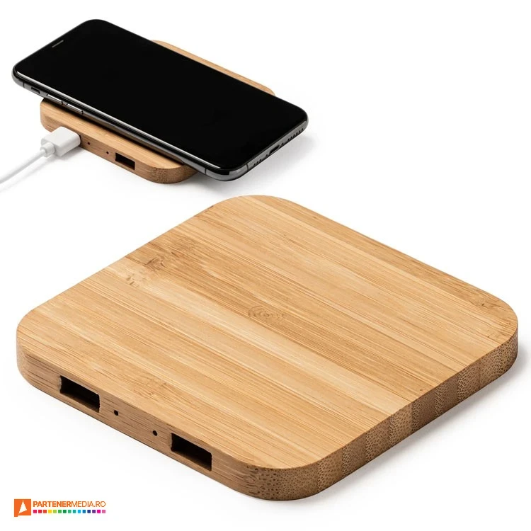 incarcatoare wireless din lemn cu 2 porturi usb a cr3001