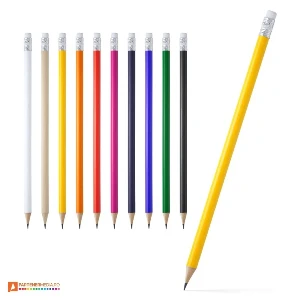 creioane promotionale din lemn cu corp colorat si radiera alba hw8002