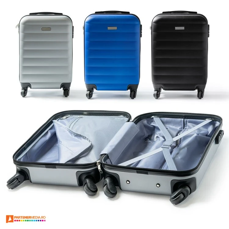 trolere din plastic cu 2 compartimente interioare cifru si 4 roti ml7186 poza 2