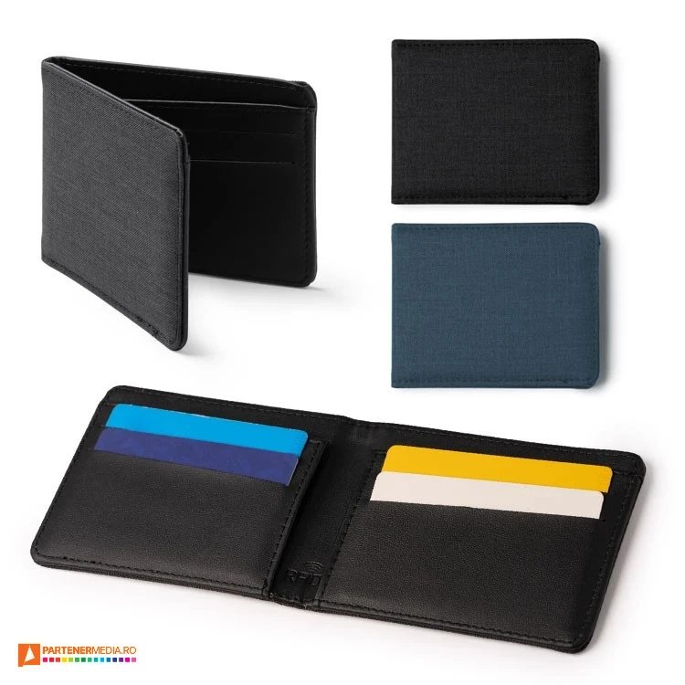 portofele promotionale din poliester reciclat cu rfid mn1345