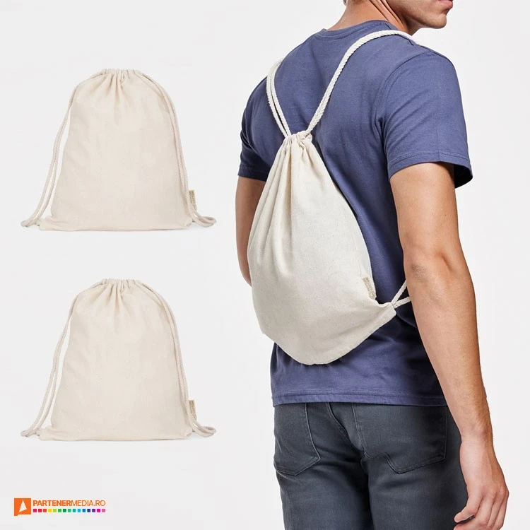 rucsacuri drawstring ecologice din bumbac reciclat si poliester reciclat mo1753