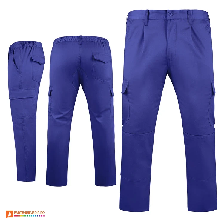 pantaloni albastri de lucru cu multiple buzunare pa9100 poza 2