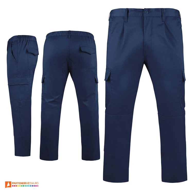 pantaloni bleumarin de lucru cu multiple buzunare pa9100 poza 3