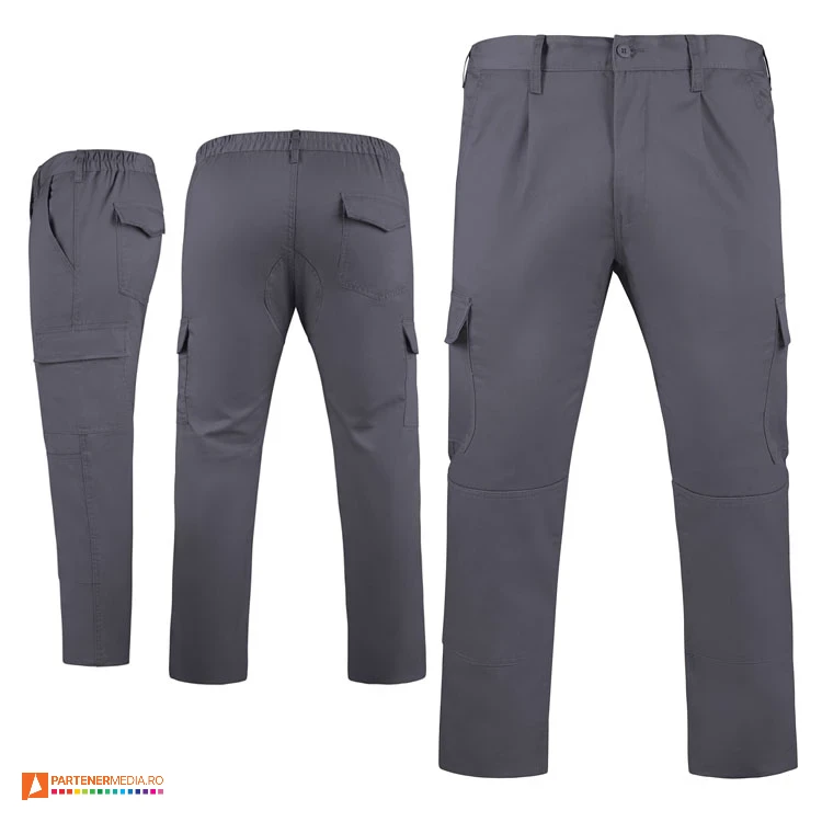 pantaloni gri de lucru cu multiple buzunare pa9100 poza 5