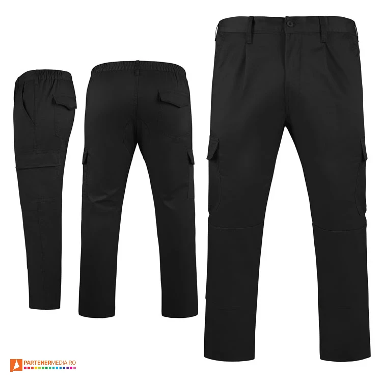 pantaloni negri de lucru cu multiple buzunare pa9100 poza 6