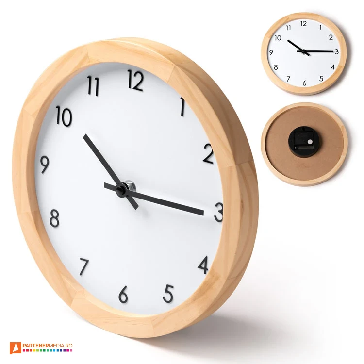 ceasuri de perete cu rama rotunda din lemn rj1375 poza 1