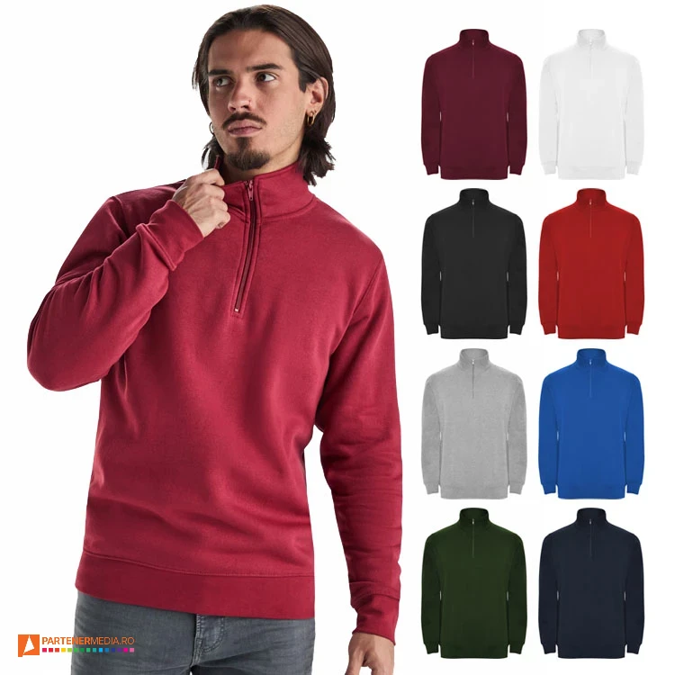 bluze promotionale unisex cu fermoar si guler inalt su1109 poza 1