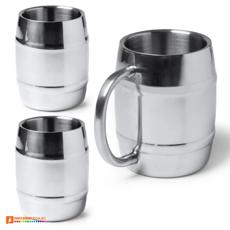 cani metalice argintii de 420 ml cu design modern tz1356