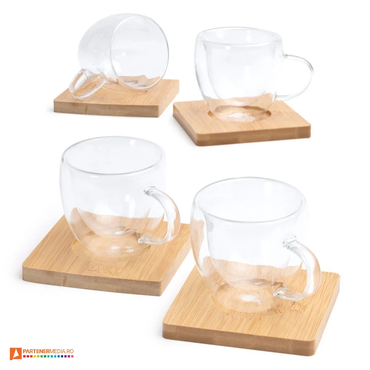 seturi de cesti din sticla transparenta cu suport din lemn tz1849 poza 1