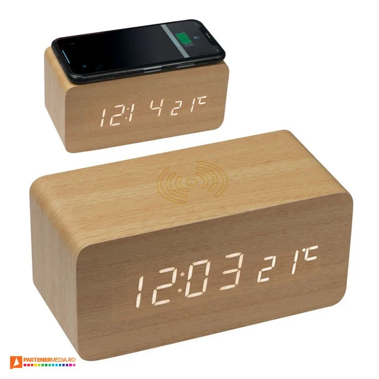 ceasuri de birou din lemn cu incarcator wireless 3151513