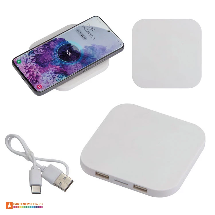 incarcatoare wireless promotionale cu 2 porturi usb 33598