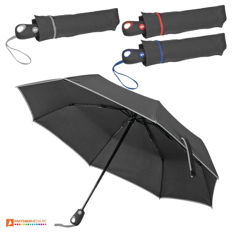 umbrele negre promotionale pliabile cu margine colorata 43518 poza 1