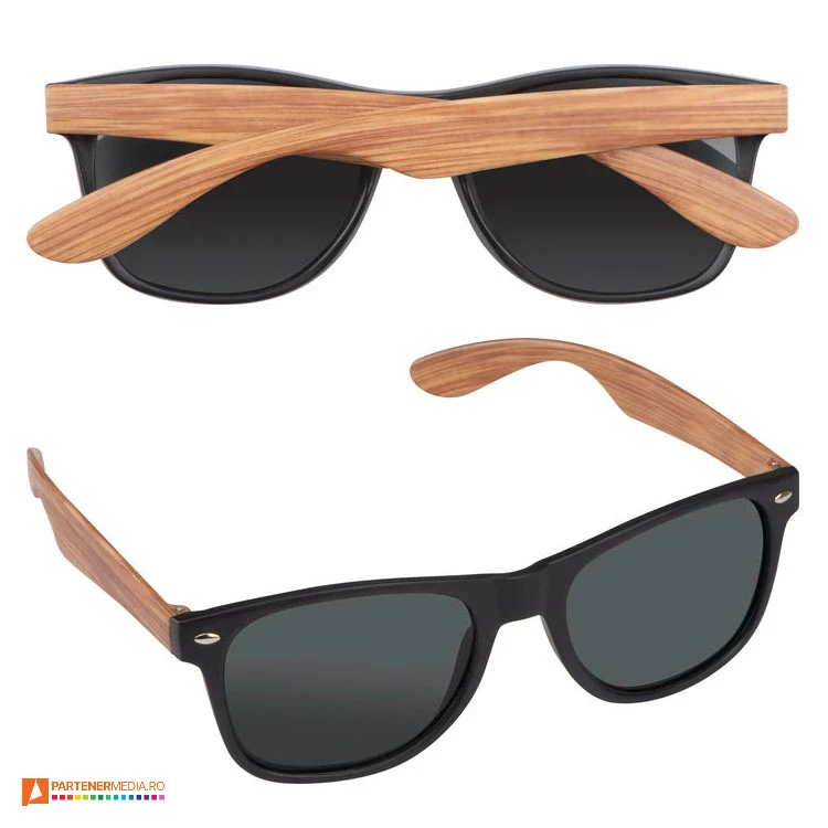 ochelari de soare cu rama neagra si brate din lemn 50933 poza 1