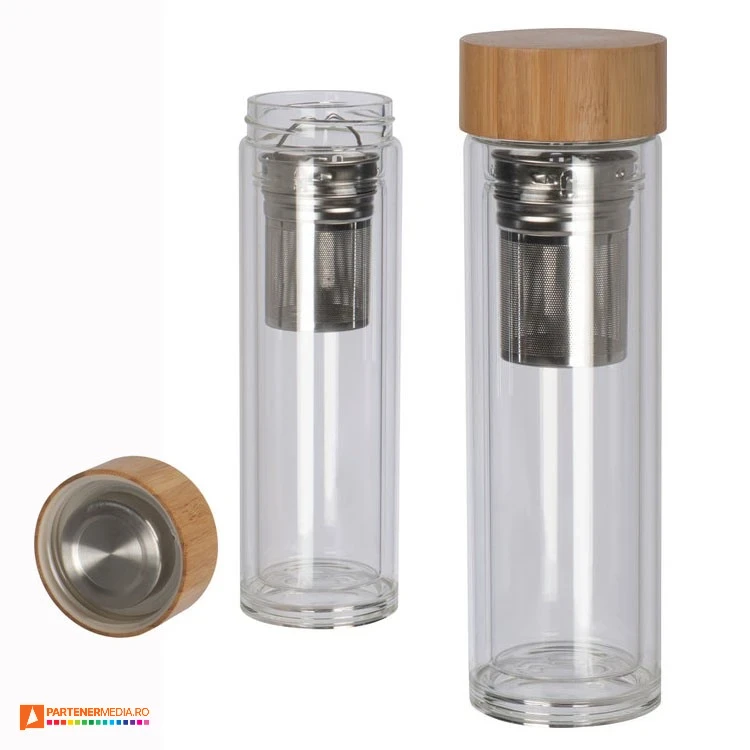 sticle cu pereti dubli de 420 ml cu infuzor 6134366