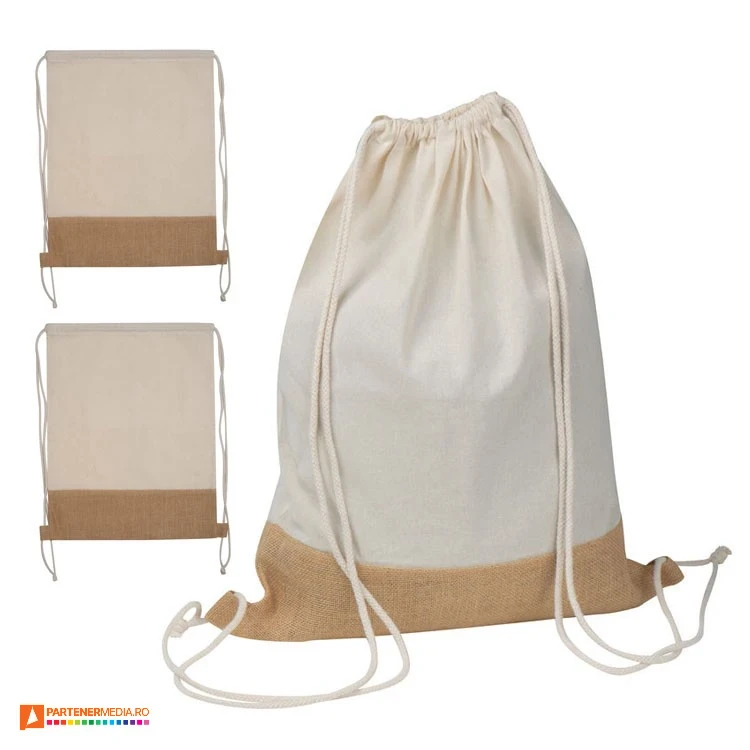 rucsacuri drawstring din bumbac cu baza din iuta 61398