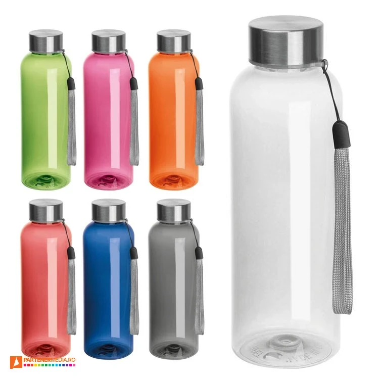 Sticle promotionale plastic reciclat cu capacitate de 500 ml si corp colorat sticle de baut din plastic reciclat de 500 ml 62098