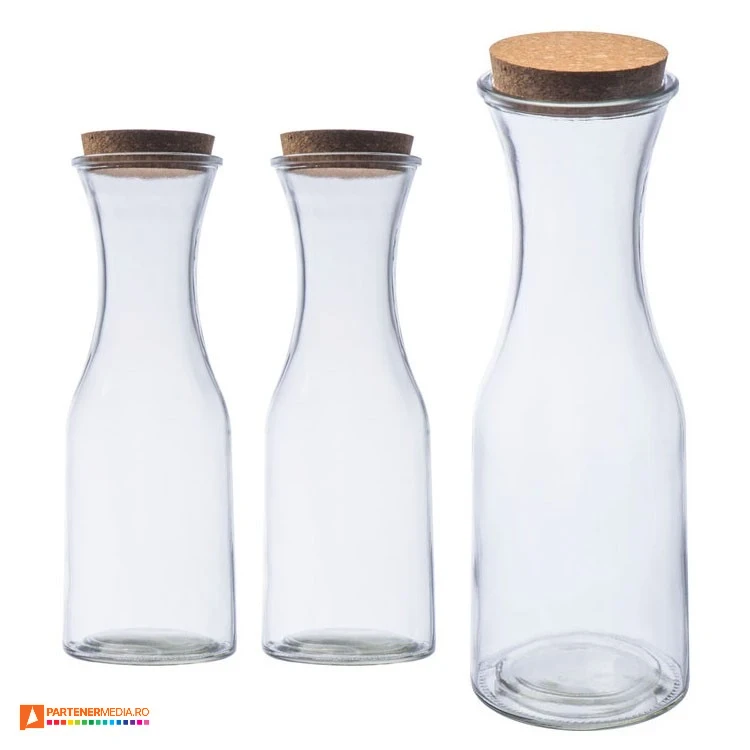 carafe transparente din sticla de 1 litru cu capac din pluta 62306