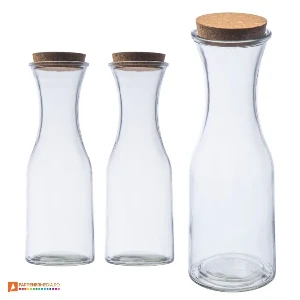 carafe transparente din sticla de 1 litru cu capac din pluta 62306