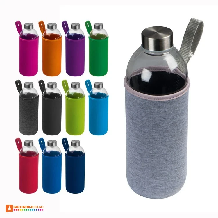 sticle transparente de 1000 ml cu husa colorata 62427