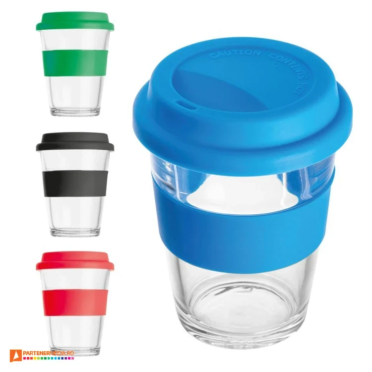pahare promotionale cu manson si capac din silicon 62572