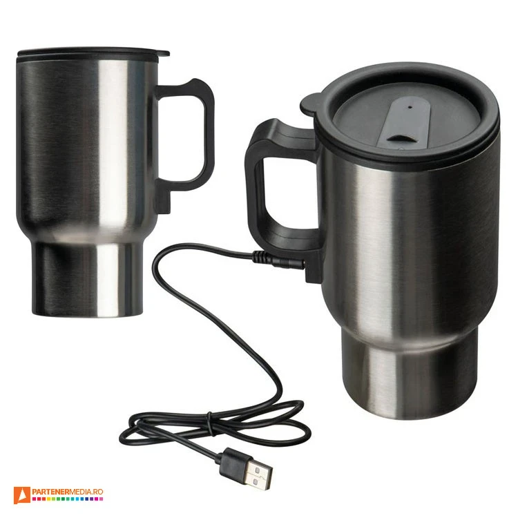 cani metalice de 400 ml cu incalzire usb 62613