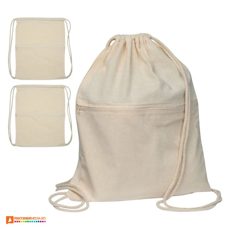 rucsacuri drawstring din bumbac cu buzunar frontal 64950