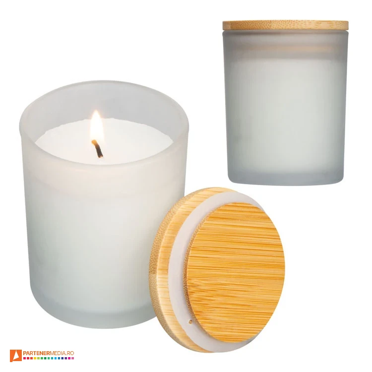 lumanari promotionale cu candela din sticla sablata 73165 poza 1