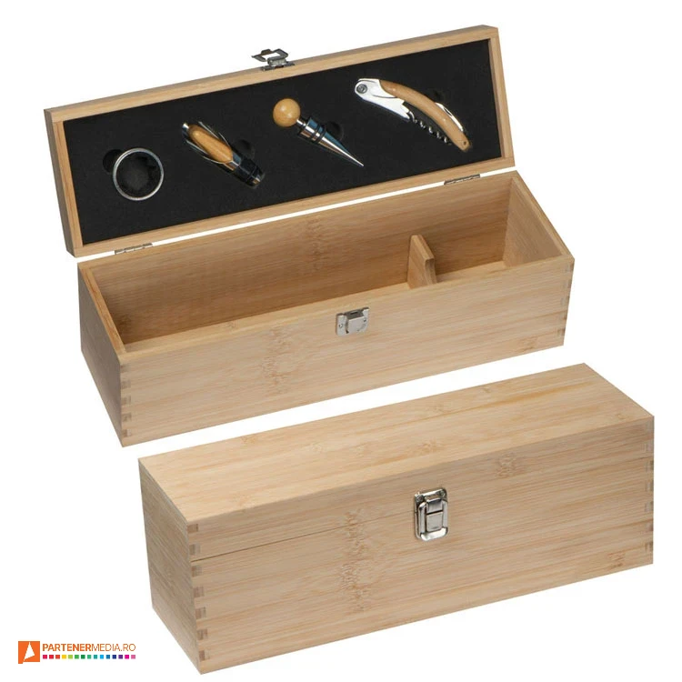 cutii din lemn de bambus cu accesorii de vin 83188 poza 1
