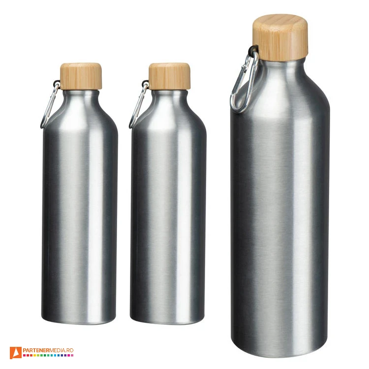 bidoane metalice argintii de 750 ml cu carabina 83763