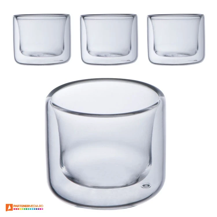 pahare din sticla transparenta de 50 ml cu pereti dubli 83848