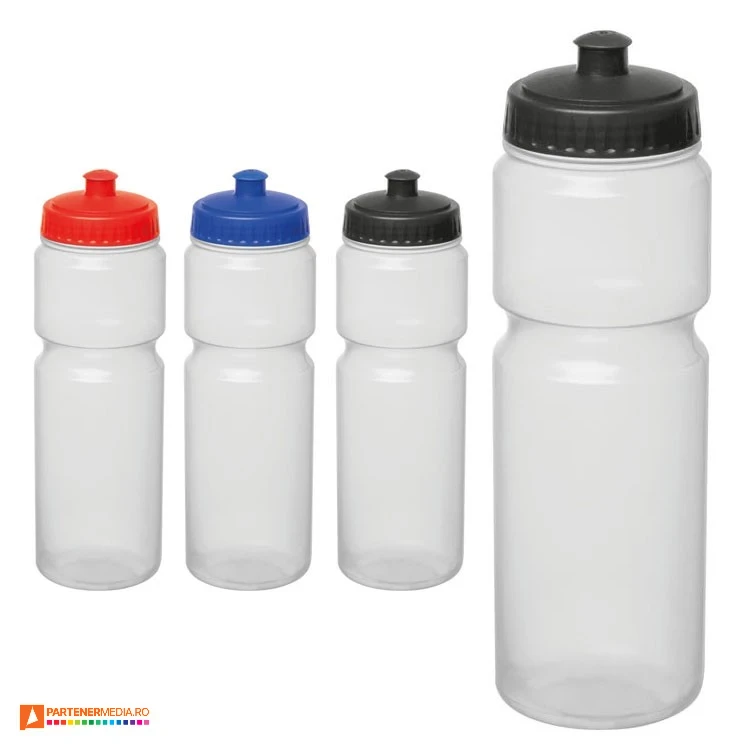 Bidoane sport albe din plastic cu capacitate de 750 ml si capac colorat cu pai bidoane sport albe de 750 ml cu capac colorat 83879