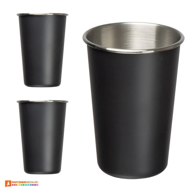 Pahare de 480 ml din otel inoxidabil cu suprafata neagra mata pahare metalice negre de 480 ml cu forma conica 8397303