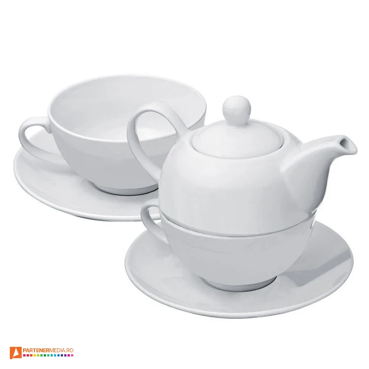 ceainice promotionale din portelan cu ceasca si farfurie 88854 poza 1