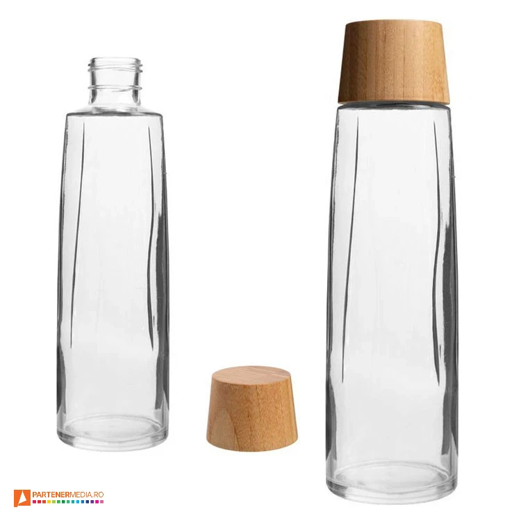sticle promotionale transparente cu capac din lemn anamudi poza 1