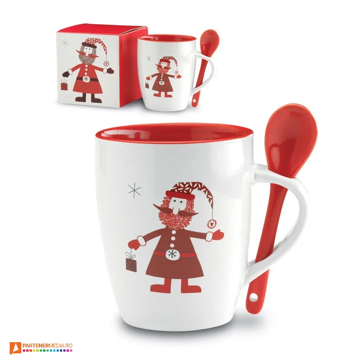 cani ceramice cu design de craciun si lingurita inclusa cx1304 cani ceramice cu design de craciun si lingurita inclusa cx1304 poza 1