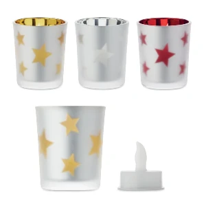 lumanari led cu candela din sticla si design de craciun cx1572