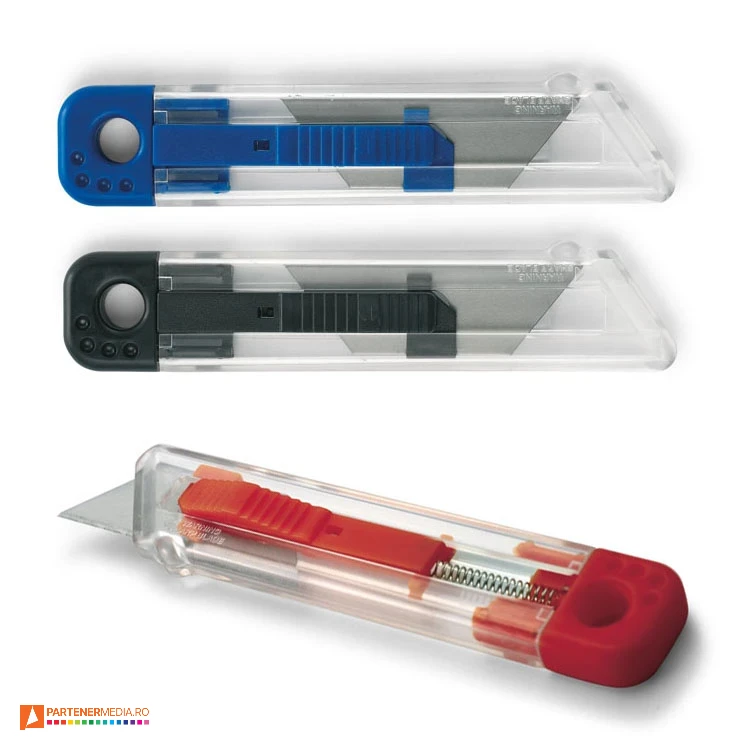 cuttere promotionale transparente cu lama retractabila it3011