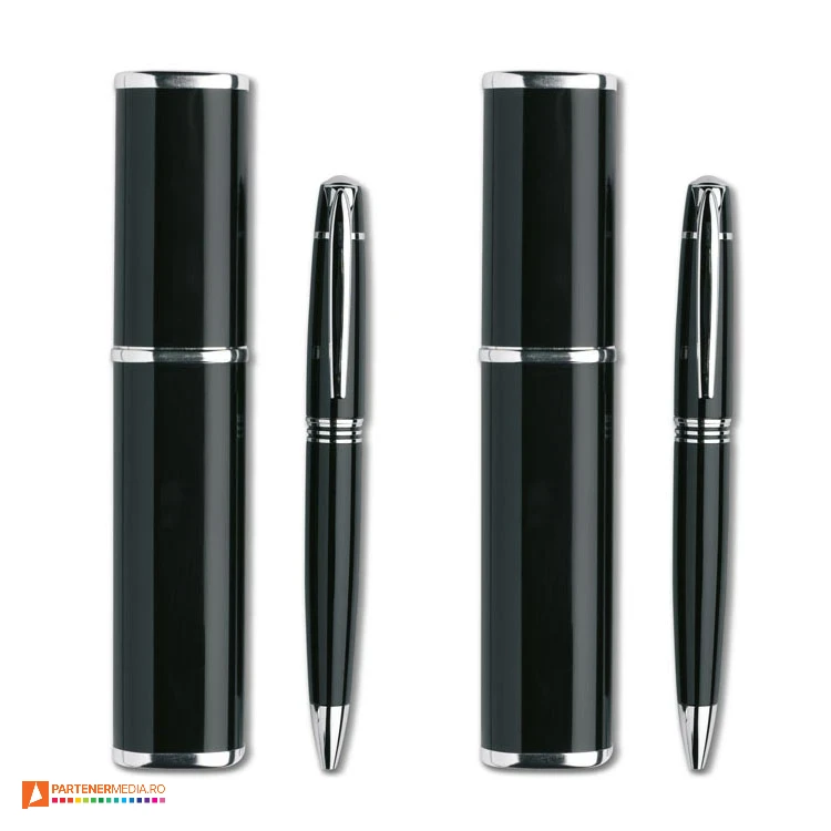 pixuri negre metalice cu etui elegant cilindric it3177 poza 1