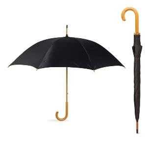 umbrele negre promotionale cu maner curb din lemn kc5132 poza 9