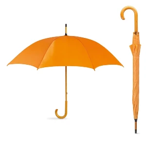 umbrele portocalii promotionale cu maner curb din lemn kc5132 poza 10
