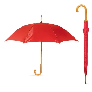 umbrele rosii promotionale cu maner curb din lemn kc5132 poza 2