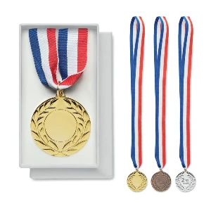 medall promotionale metalice cu panglica si cutie de cadou mo2260