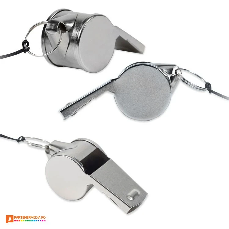 fluiere metalice argintii promotionale mo2268