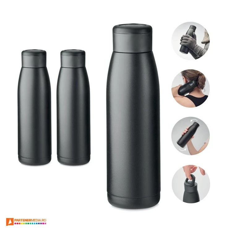 sticle termoizolante negre din otel inoxidabil mo2331