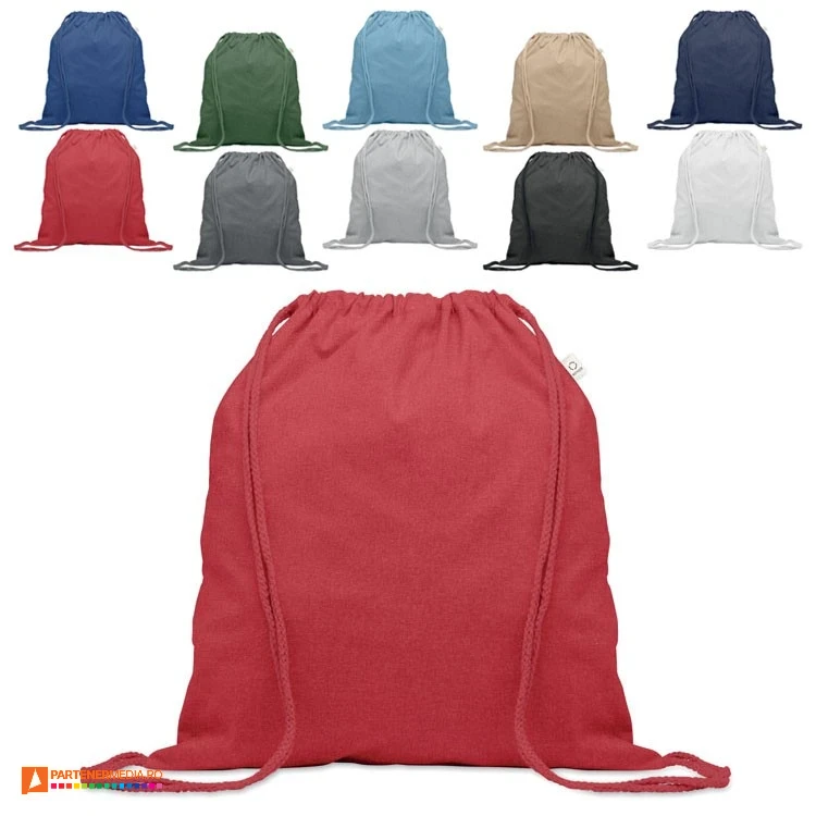 rucsaci drawstring colorati  din bumbac reciclat si poliester reciclat mo2402