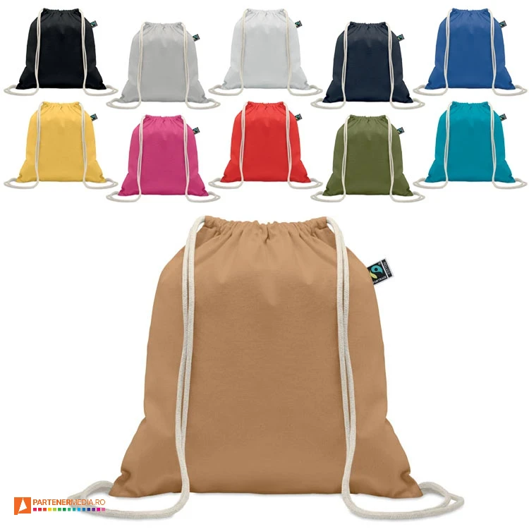 rucsacuri din bumbac colorate cu snururi duble mo2591