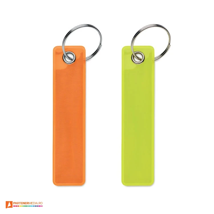 Brelocuri reflectorizante cu forma dreptunghiulara din PVC brelocuri promotionale cu banda reflectorizanta din pvc mo2626