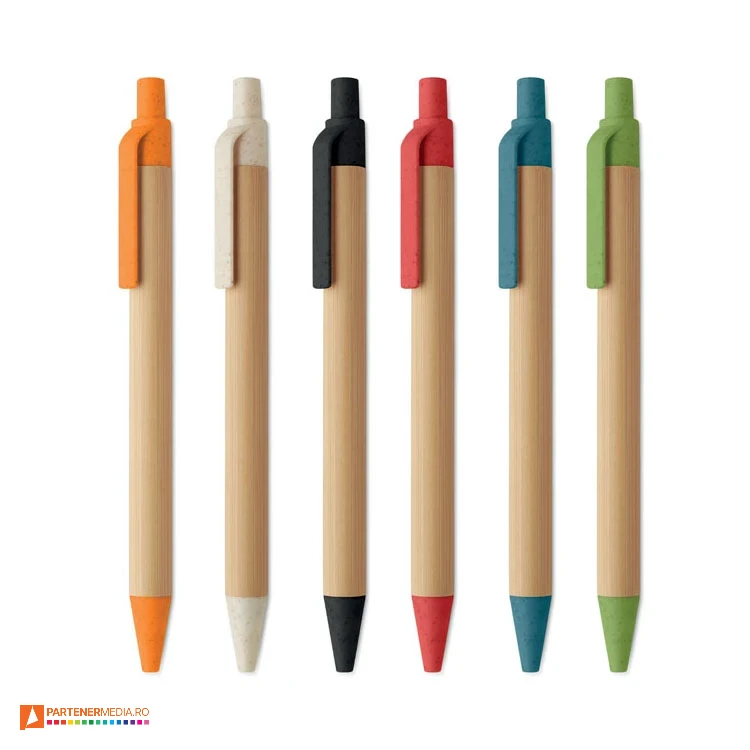 pixuri ecologice din lemn de bambus cu elemente colorate mo2635 poza 1