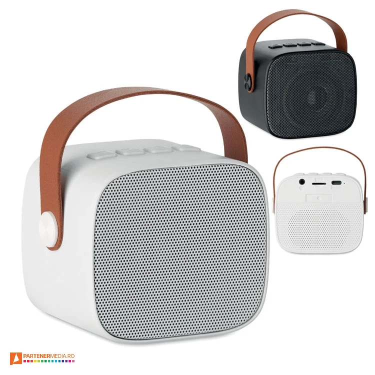 Boxe audio portabile wireless, din plastic reciclat cu maner pentru transport boxe audio wireless din plastic reciclat mo2666